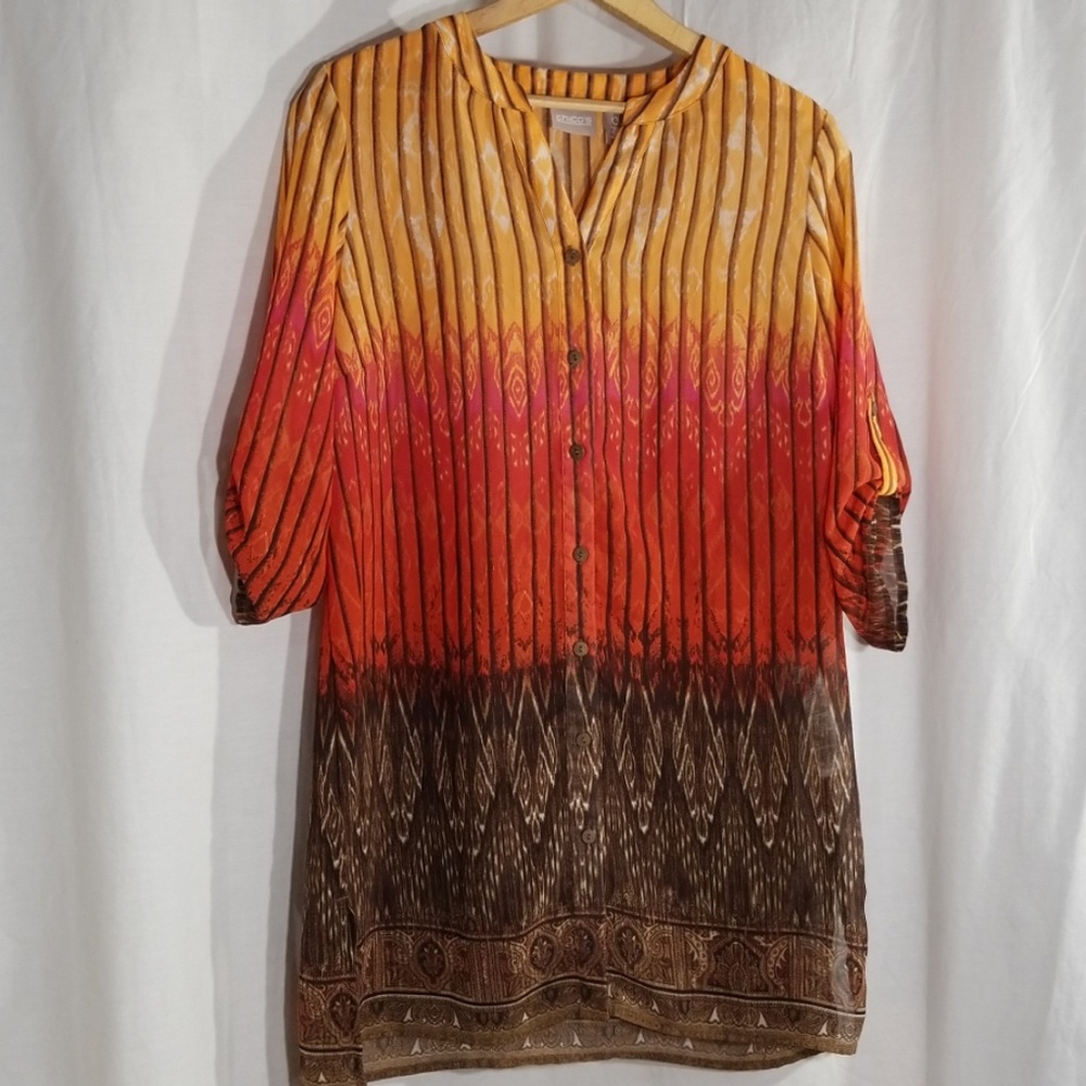 Chico's size 0 overlay sheer tunic blouse